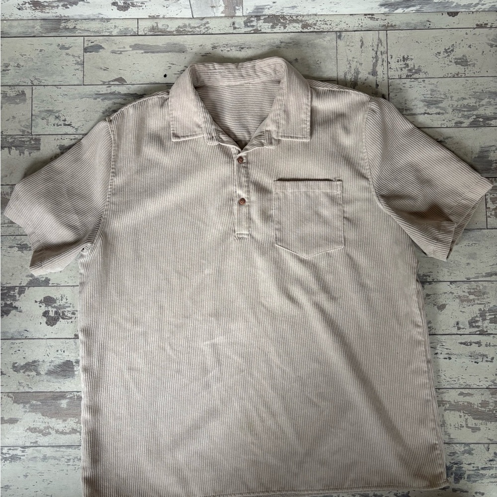Men's Beige Short Sleeve Shirt